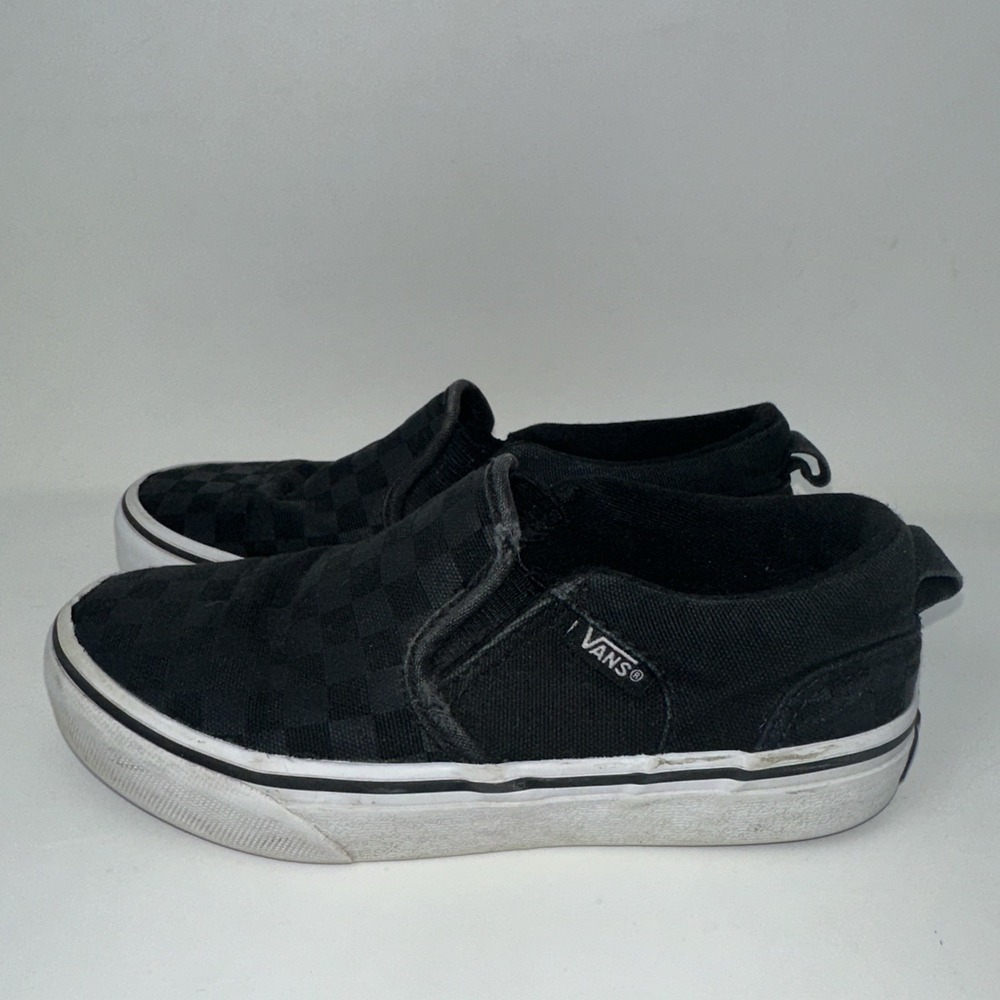 Vans Classic Black Checkerboard Slip Ons Kids Size 1 - Picture 3 of 16